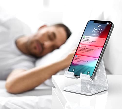 Crpich Acrylic Cell Phone Stand, Portable Phone Holder, Clear Phone Stand for Desk, Compatible with Phone16 15 14 13 12 Pro Max 11 Xr Plus SE, Switch, Android Smartphone, Pad, Desk Accessories, 2 Pack – Enhanced Compatibility and Speed