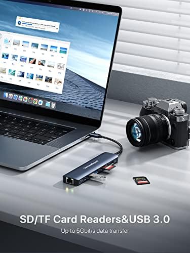 Transform Your Tech Experience with the Dockteck 7-in-1 USB C Hub Multiport Adapter – Ultimate 4 K HDMI, High-Speed Ethernet, 100 W PD Charging, Dual USB 3.0 Ports & SD/TF Card Reader for Mac Book, i Pad, HP, Dell XPS & More – Perfect for Seamless Connectivity and Enhanced Productivity!