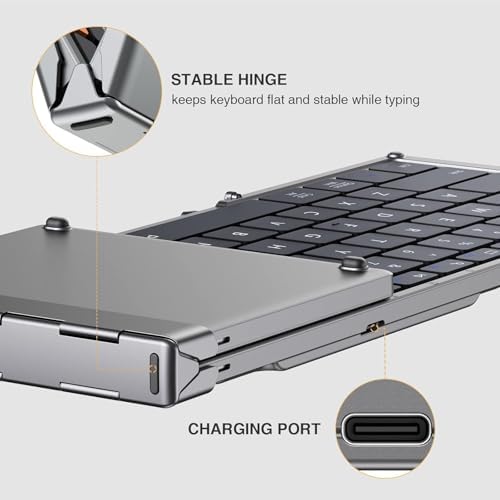 Portable Full-Size Proto Arc Bluetooth Keyboard XK01 – Foldable Wireless Keyboard with Numeric Keypad for i Pad, Tablets, Smartphones, and Laptops – Rechargeable Multi-Device Solution for Windows, i OS & Android – Ultimate Travel Companion for On-the-Go Professionals