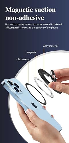 Magnetic Phone Ring Holder Made for MagSafe, Removable Magnet Phone Stand Finger Grip Kickstand for iPhone 15 Pro Max 14 13 12, Compatible with Mag Safe Accessories – Enhanced Compatibility and Speed