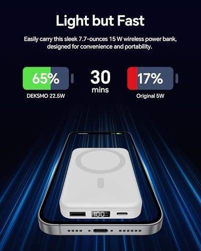 Sleek Magnetic Wireless Power Bank 10000 m Ah – Ultra-Fast Charging with USB-C PD 22.5 W for i Phone 16/15/14/13/12/11 – Lightweight Battery Pack with LED Display, Ideal for Mag Safe and On-the-Go Convenience