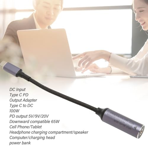 DC 3.5 mm x 1.35 mm Female to USB C Male PD Charging Cable – Ultra-Fast Charging, Compact and Durable Design for Tablets, Laptops, and Smartphones – Enhance Your Tech Efficiency with Reliable Power Connection for Home, Office, and Travel