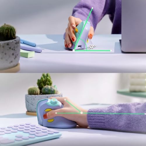seenda Purple Ergonomic Vertical Wireless Mouse – Rechargeable Dual Bluetooth & USB Connectivity, Multi-Device Compatible with Quiet Clicks & Volume Control Knob for Windows, Mac, PC & Laptop – Comfort & Style Combined