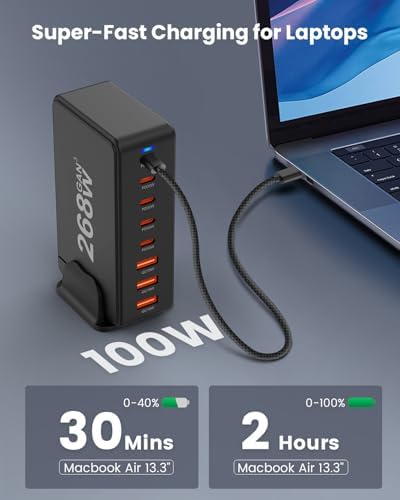 GEEKERA 160 W 6-Port USB C Fast Charging Station – Ultimate Multiport Wall Charger with 4 USB-C & 2 USB-A Ports – High-Speed Power Hub for i Phone 16, i Pad Pro, Mac Book, Samsung Galaxy, Pixel, & Nintendo Switch – Compact & Portable Design for Efficient Device Charging at Home or On-the-Go