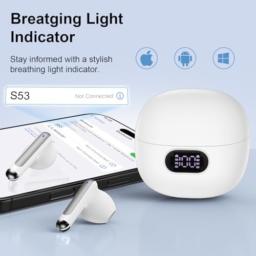 Revolutionary Wireless Earbuds with Exceptional Deep Bass and 60-Hour Playtime – IP7 Waterproof Design Featuring Advanced 4-Microphone Noise Cancelling Technology for Superior Call Clarity, Innovative Dual LED Battery Indicator, and Universal Device Compatibility in Sleek White – Ideal for Active Lifestyles, Daily Commutes, and Relaxing Moments