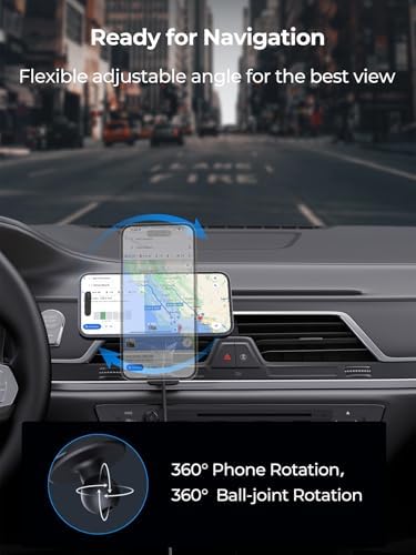 Efficient Magnetic Car Charger with Active Cooling – 15 W Qi2 Fast Charge for Mag Safe Devices – Universal Air Vent Mount for i Phone 16/15/14/13/12 – Optimal Performance & Enhanced Compatibility for Safe Driving