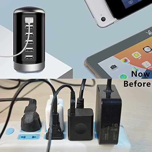 Power Up in Style: Universal 6-Port USB Charging Hub with Smart Identification Technology for i Phone, i Pad, and More – Compact, Fast Charging Station in Elegant Purple Finish for Home and Office Use