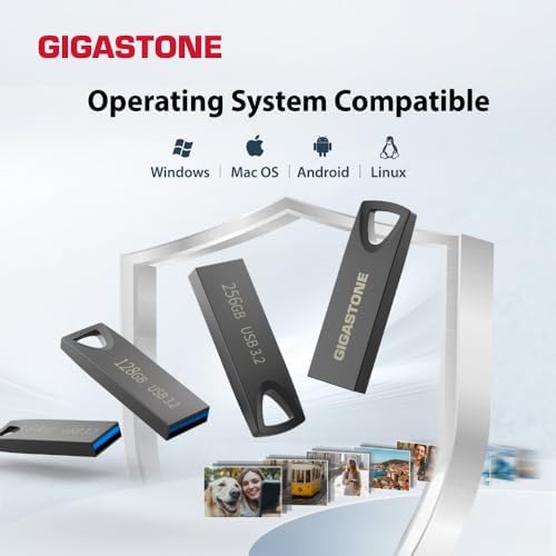 GIGASTONE 64 GB Ultra-Fast Nano Flash Drive Z90 – Compact USB 3.2 Gen 1 Storage Solution with 120 MB/s Speed, Lightweight Metal Design for PC/Mac/TV/Car Compatibility, Perfect for Reliable Data Backup and Quick File Transfers