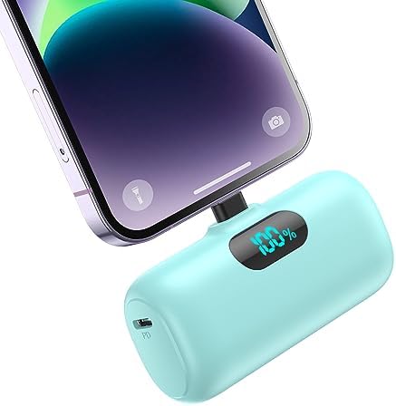 Compact Pink Portable Charger for i Phone – 5000 m Ah PD Fast Charging Power Bank, Lightweight Mini Battery Pack Compatible with i Phone 14/14 Pro Max/13/13 Pro/12 Pro/11/XS/XR/X/8/7/6 – Stylish and Versatile Backup Solution for On-the-Go Power