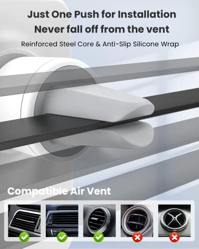 Magnetic Wireless Car Charger by Joy Geek – Fast 18 W Charging for i Phone 14/13/12 Series | Mag-Safe Compatible Air Vent Mount | Elegant Snowy White Design for Ultimate Convenience and Stability on the Road