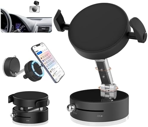 SEVENKA 360-Degree Magnetic Car Phone Holder: Universal Adjustable Mount for Hands-Free Navigation with Secure Windshield Suction – Compatible with i Phone & Samsung for Enhanced Road Safety and Optimal Viewing Angles