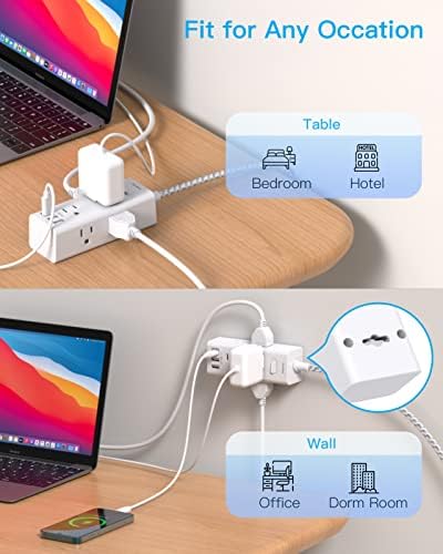 25 Ft Heavy-Duty Extension Cord with Surge Protection – One Beat Flat Plug Power Strip Featuring 6 Outlets & 3 USB Ports (Including USB-C) for Ultimate Device Connectivity in Home, Office, or Dorm Room – Enhanced Flexibility and Rapid Charging Solution