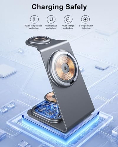 Upgrade Your Charging Routine with the Znn Yoo 3 in 1 Wireless Charger for Apple Devices – Premium Aluminum Alloy Station for i Phone 16/15/14/13/12 Pro Max Plus Mini, Apple Watch 9/8/7/6/5/4/Ultra/SE, and Air Pods Pro/3/2 – Fast, Efficient Charging Solution for Seamless Connectivity and Style