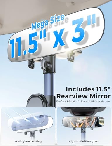 Elevate Your Driving Safety with the e Samcore Adjustable Rear View Mirror Phone Holder – Perfect Car Mount for i Phone 15, 14, 13, 12 & 4.7″-7″ Smartphones – 360-Degree Rotation for Optimal Viewing, Durable Design for Everyday Use, Hassle-Free Navigation and Hands-Free Calls