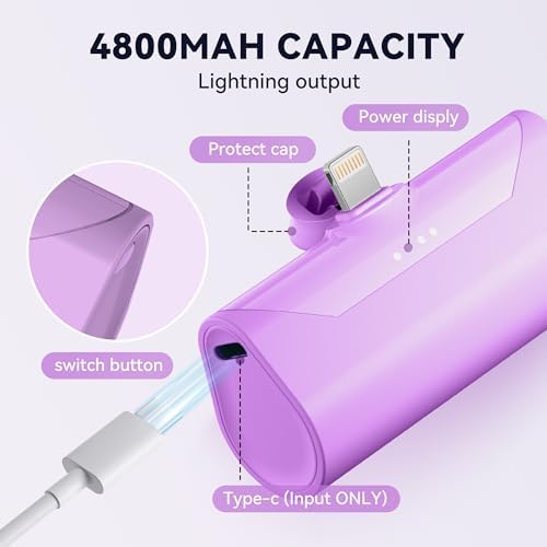 Ultra-Compact 5000 m Ah Power Bank with Built-in USB C Cable for i Phone 15 Pro Max – Reliable Portable Charger for i Phone 14/13, Samsung, Google, and More – Fast Charging Solution for On-the-Go Power Needs (Black)