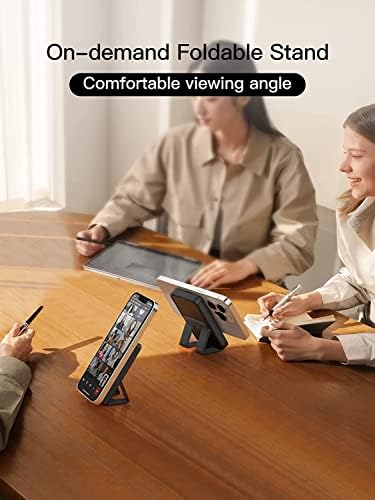 Magnetic Wireless Portable Charger – 10,000 m Ah Mag-Safe Battery Pack with 15 W Rapid Charging & PD 22 W USB-C Power Bank, Foldable Stand for i Phone 16/15/14/13/12 Pro Max Plus Mini – Sleek Black Design for Ultimate On-the-Go Convenience