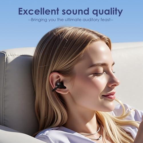 Open Ear Wireless Earbuds with Advanced Bluetooth 5.4 – Ultra-Lightweight Sports Headphones for Active Lifestyles, 40 Hours Playtime, Smart Battery Display, Waterproof Design & Ambient Sound Awareness for Enhanced Safety