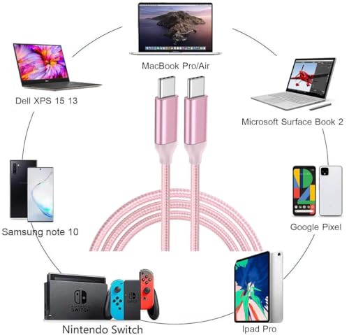 Fast Charging USB C to USB C Cable – 10 ft Braided Type C Charger Cord (2-Pack) for i Phone 15 Series, i Pad Pro/Air, Mac Book Air, Samsung Galaxy S23/S22/S21, Note 20 & PS5 – 60 W Power Delivery, Durable & Tangle-Free Design for Maximum Flexibility and Enhanced Compatibility