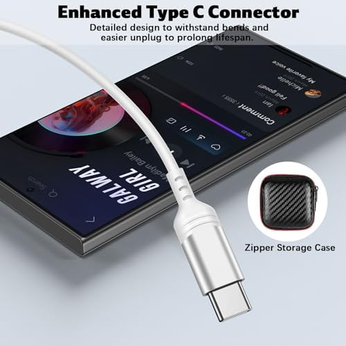 Premium USB C Noise-Canceling Earbuds with Microphone – Advanced In-Ear Headphones for i Pad A16, Galaxy Z Flip 7, Fold 6, S25, i Phone 16 Pro Max, Pixel 9 – Tangle-Resistant Magnetic Design for Exceptional Sound Clarity & Comfort – Ideal for Audiophiles Using i Phone & Android Devices