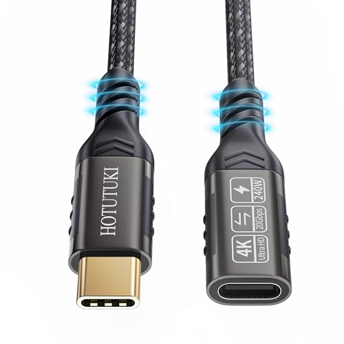 USB-C Extension Cable 6.6ft, 20Gbps Data Transfer, 4K@60Hz, 240W Charging, Male to Female Compatible with Cell Phone Cord Extension – Enhanced Compatibility and Speed