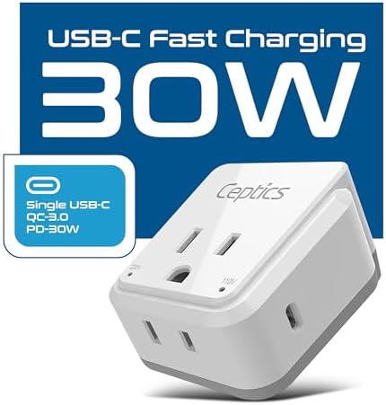 Compact Travel Power Adapter Set for Brazil, Peru & Chile – 20 W Dual USB & USB-C Charger with 2 USA Sockets – Fast Charging with Type C & N Attachments – Portable Plug Converter for Global Travelers – Stay Connected Anywhere