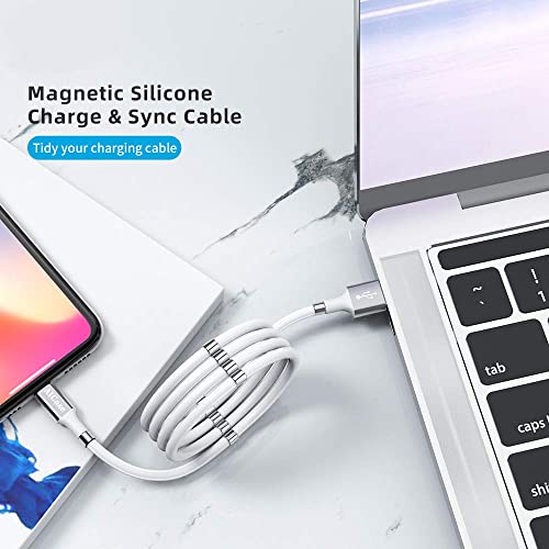 Revolutionary Magnetic Charging Cable 3 FT – Ultra-Fast MFi Certified Lightning Connection for i Phone & i Pad – Durable Nano Data Sync 2-Pack – Effortless Alignment for Seamless Charging at Home or On-the-Go – Compatible with All i Phone Models from 5 to 14 Pro Max – Protects Charging Ports from Wear and Tear
