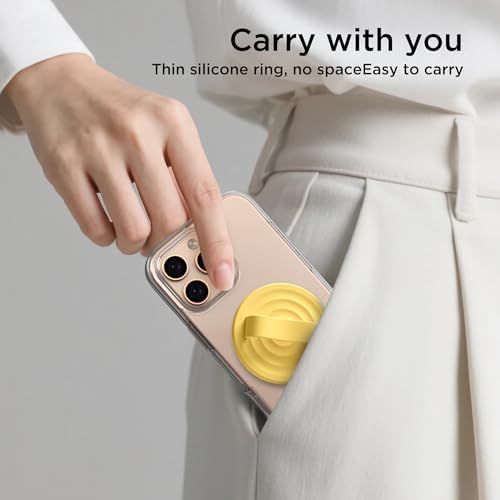 Revolutionary Magnetic Phone Ring Grip Holder – Ergonomic Silicone Finger Loop for i Phone Pro Max/Plus, 12/13/14/15/16 Series – Compatible with Mag Safe – Oat Color Enhances Aesthetics and Comfort – 360-Degree Rotation for Effortless Use – Secure Your Device with Style and Stability – Essential Smartphone Accessory for Unmatched Usability and Convenience