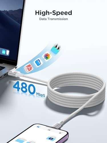 Aioneus 1 ft Apple Certified Lightning Cable – High-Speed USB A to Lightning Charger for i Phone 14/13/12/11 Pro Max/XR/XS/8/7 Plus/6/SE – Durable Nylon Braided Design for Tangle-Free Portability and Enhanced Charging Efficiency