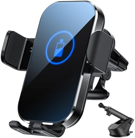 Redmaple 15 W Fast Wireless Car Charger – Auto-Clamping Phone Mount for i Phone & Samsung Galaxy – Effortless Hands-Free Charging Solution with Air Vent Compatibility and Sleek Design for Modern Vehicles
