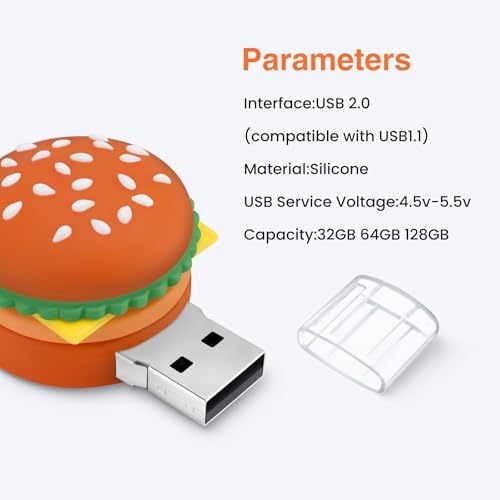 Delightful 64 GB Hamburger-Shaped USB Flash Drive – Quirky Novelty Thumb Drive for Unique Data Storage Solutions, High-Speed Transfer & Broad Compatibility for PCs and Laptops