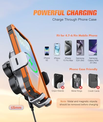 Elevate Your Driving Experience with the OBRFFE Wireless Car Charger Mount – Auto-Clamping Design for Effortless 15 W Fast Charging – Compatible with i Phone 16/15/14/13/12 Pro Max & Samsung Galaxy S25/S24+/S23 Ultra/S22/S21+ – Versatile Dash, Windshield & Vent Installation – Secure Your Device with Style and Convenience