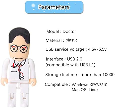 Charming Cartoon Nurse 64 GB USB Flash Drive – Adorable Pink Thumb Drive for Effortless Data Storage, USB 2.0 Compatible Memory Stick for Professionals and Students Alike