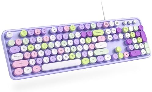 Experience Ultimate Clarity with the Large Print Wired Office Keyboard – 104 Full-Sized Typewriter Keys for Enhanced Visibility, Ergonomic Design, and Instant USB Plug & Play Compatibility for Windows and PCs – Perfect for Home and Office Use