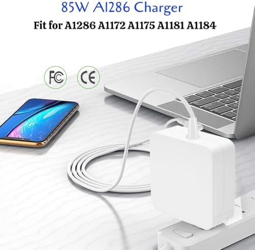 85 W L-Tip Power Adapter for Mac Book Pro A1286 & A1278 – Fast Charging Solution for Pre-Mid 2012 15″ & 17″ Models, Lightweight & Durable Design, Compatible with A1172, A1175, A1181, A1184 – Essential Laptop Charger for On-the-Go Power Efficiency
