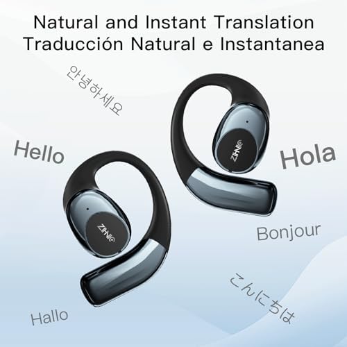 ZIHNIC Real-Time Multilingual AI-Translation Earbuds – Effortless Communication with 4-Mode Translation, Comfortable IPX5 Waterproof Design, and Bluetooth 5.0 Connectivity for i OS & Android – Ideal for Travelers and Global Conversations