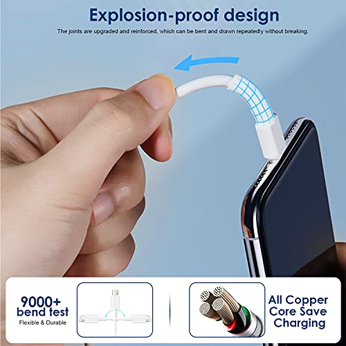 Compact 12 W USB Power Adapter for i Pad and i Phone – Foldable Travel Plug with 2 x 6 FT MFi Certified Cables for Optimal Charging Performance Across Models – Lightweight, Portable, and Efficient Charging Solution for Home and On-the-Go Use