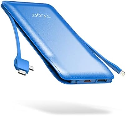 Ultra-Slim 10,000 m Ah TG90° Portable Power Bank with Built-in Lightning and USB-C Cables – Fast Charging, Lightweight Battery Backup for i Phone and Android Devices – Essential On-the-Go Charger for Busy Lifestyles
