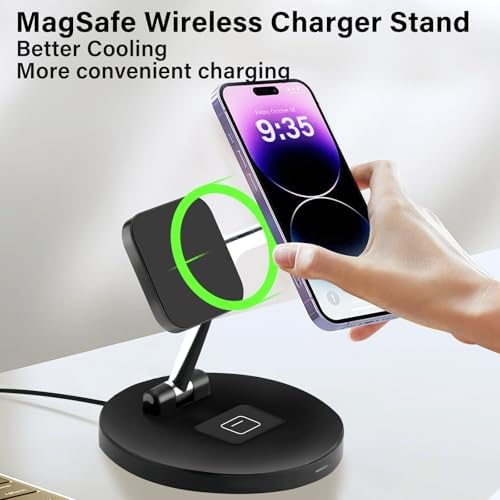 Ultimate 3-in-1 Apple Device Charging Station: Fast Magsafe Wireless Charger for i Phone 16/15/14/13/12, Air Pods & i Watch – Compact Nightstand & Desk Dock with 18 W USB-C Power Supply for Enhanced Efficiency and Organization