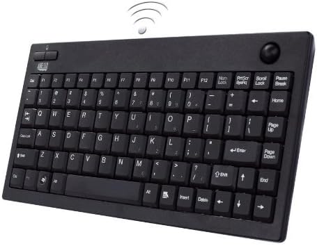 Compact Wireless Mini Trackball Keyboard WKB-3100 UB – 87-Key Layout with Integrated 800 DPI Optical Trackball, 2.4 GHz RF Connectivity, USB Plug-and-Play, 30-Foot Range for Ultimate Flexibility – Enhance Productivity and Navigate with Precision