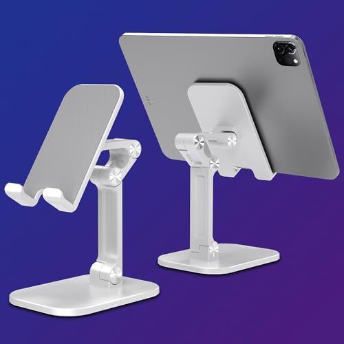 Phone Stand, Adjustable Height and Angle Foldable Cell Phone Stand Holder for Desk, Taller iPhone Stand Compatible 4-11 Inch All Mobile Phone/iPad/Tablet – Black (Black) – Enhanced Compatibility and Speed