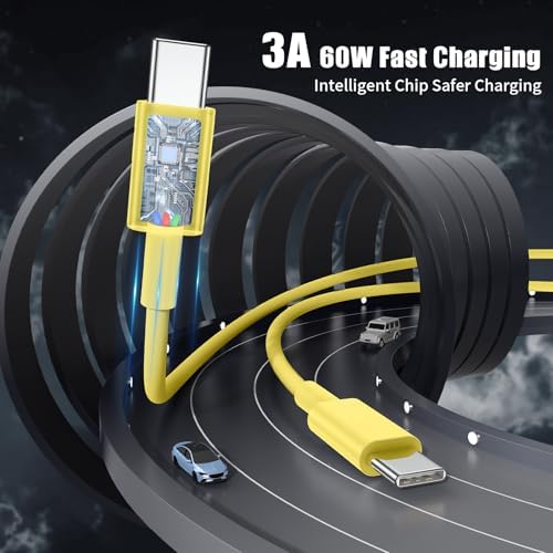 6-Foot USB C Cable for i Phone 15 – 3-Pack Durable Woven Fast Charging Solution for i Phone 16, Mac Book Pro, and Samsung Galaxy S23 Ultra – Optimal Length for Home, Office, and Travel Use – 60 W Power Delivery & High-Speed Data Transfer