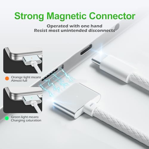 140W USB-C to Magnetic 3 Safe Charging Cable(2 M/6.6 ft) for M4 MacBook Air Pro Charger, Magnetic Charger Cord for MacBook Pro (16″/14″2024/2023/2021), Air (15″/13″M4 2025, M3 2024, M2 2023, M2 2022) – Enhanced Compatibility and Speed