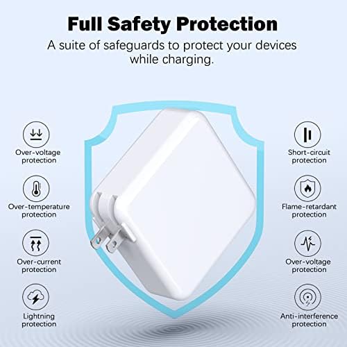 Ultra-Fast 120 W USB-C Mac Book Pro Charger for 13-16 Inch Models – High-Efficiency, Universal Compatibility with i Pad Pro and Samsung Galaxy – Smart Power Management for Safer, Longer Battery Life – Portable Design with 6.6 Ft Cable for Home and Travel Use – Built-In IC Chip Technology for Overheating and Short-Circuit Protection – Experience Rapid Charging from 0% to 80% in Just 18 Minutes – Elevate Your Charging Experience with Durable, Foldable Convenience.