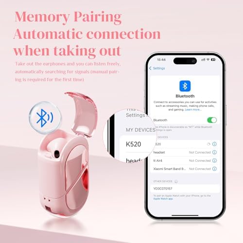 Stylish Rose Gold Heart Wireless Earbuds for Girls – Mini Bluetooth Earbuds Designed for Small Ears, Perfect for Kids & Women – Lightweight, Comfortable Fit with Superior Sound Quality for i Phone & Android, Ideal for Travel & Everyday Use