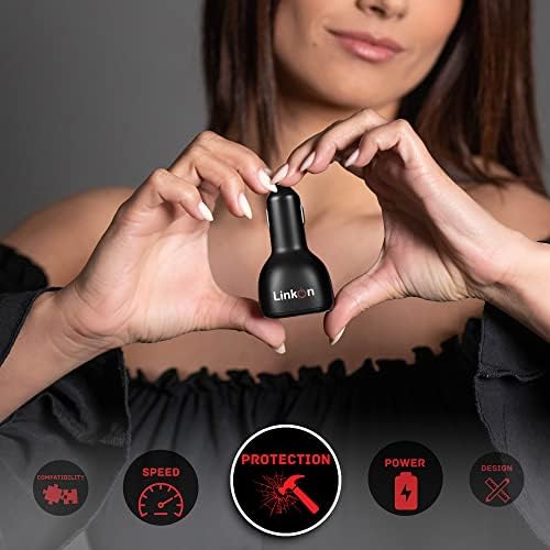 Experience Rapid Power with the Link On 84 W USB-C Car Charger: Dual-Port Fast Charging Adapter Featuring 60 W PD3.0 & 18 W QC3.0 for Mac Book, Dell XPS, Google Chromebook & More – Compact, Multi-Device Accessory with Enhanced Safety Mechanisms for Reliable Performance on the Road