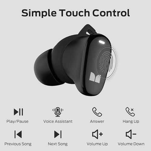 Monster N-Lite 206 Bluetooth 5.4 Wireless Earbuds – 25-Hour Playtime with IPX6 Waterproof Protection for Ultimate Durability – Touch Control for Seamless Music & Call Management – USB-C Fast Charging for On-the-Go Convenience – Superior Comfort and Deep Immersive Sound for Gym, Commutes, and Everyday Use