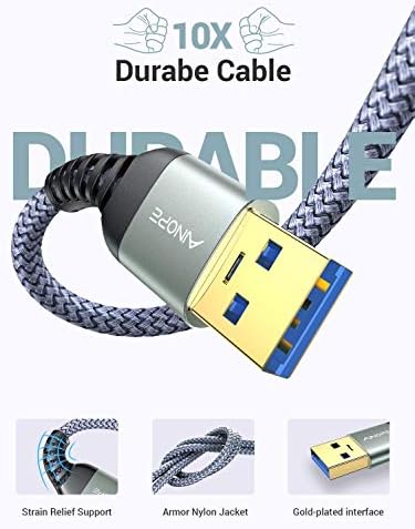 High-Speed AINOPE 2-Pack USB 3.0 A to A Male Cable – 6.6 FT Durable Male-to-Male Connection for KVM Switch, External Hard Drives, Laptops & TVs – Reliable Data Transfer Up to 5 Gbps for Enhanced Productivity and Versatile Use