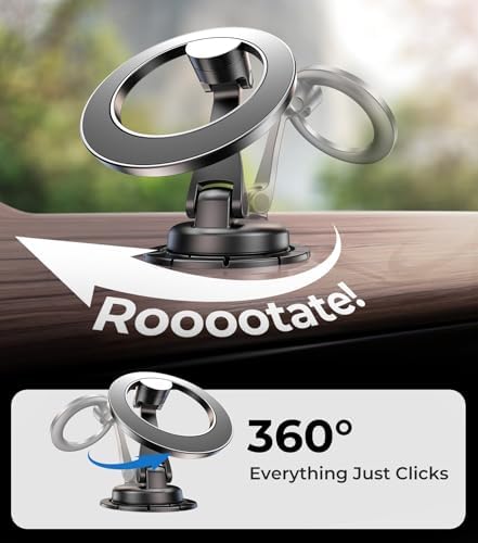 Revolutionary Qi2 Mag Safe Car Mount for i Phone 16 Pro Max – 2-in-1 Dashboard & Air Vent Holder with Strong Adhesive, Heat-Resistant Design, 360° Rotational Capability & Magnetic Convenience for Enhanced Driving Safety and Seamless Access to Navigation & Music