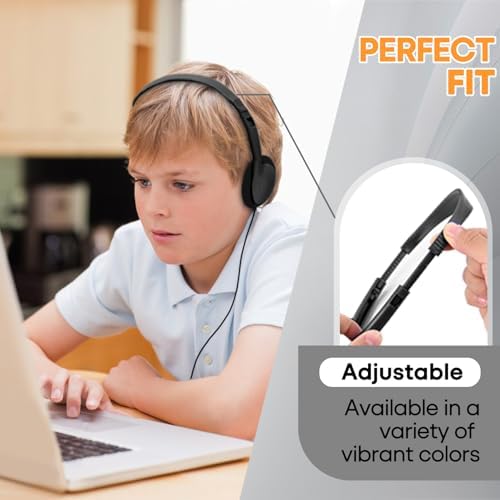 Bulk 25 Pack Kids Wired Headphones – Durable Adjustable Earphones for Classroom Learning, Ideal for Students and Toddlers – Enhanced Compatibility with Tablets and Computers – Comfortable Fit for Extended Use in Group Settings