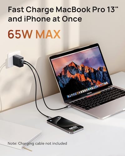 INIU 3-Port USB C Charger Block – 65 W PD Fast Charging Wall Adapter with Compact Foldable Plug, Ga N Technology for Ultimate Efficiency – Multi-Device Compatibility for Mac Book Pro/Air, i Phone 16, Samsung S25, i Pad Pro & More – Travel-Friendly Design for Rapid Power Delivery